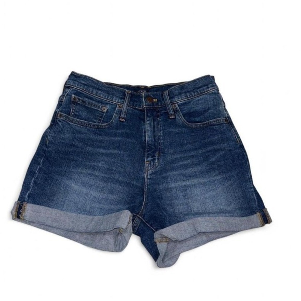 J.Crew‎ Re-imagined High Rise Cuffed Denim Shorts Dark Wash Blue Size 26